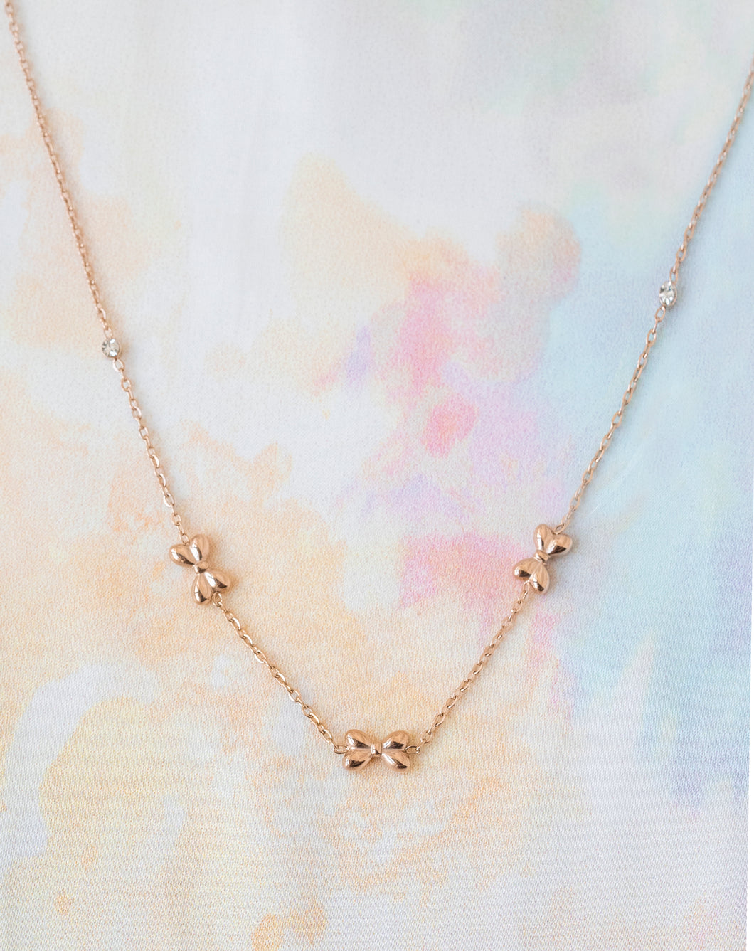 Bow Trio Necklace/Choker - 18K Rose Gold Plated